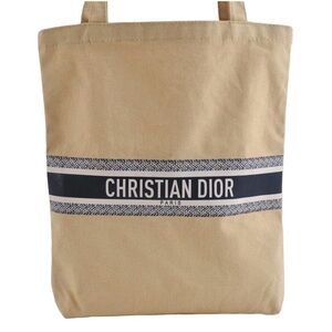 Authentic Christian Dior Novelty Linen Tote Bag